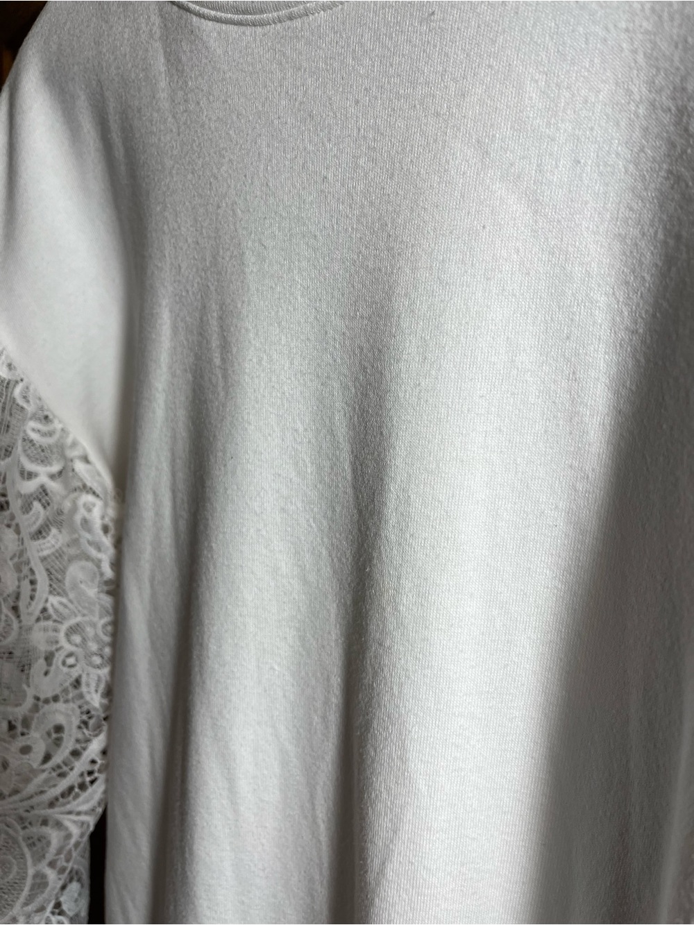 Express — Lace Sleeve Sweatshirt Dress — Medium — White - Picture 4 of 7